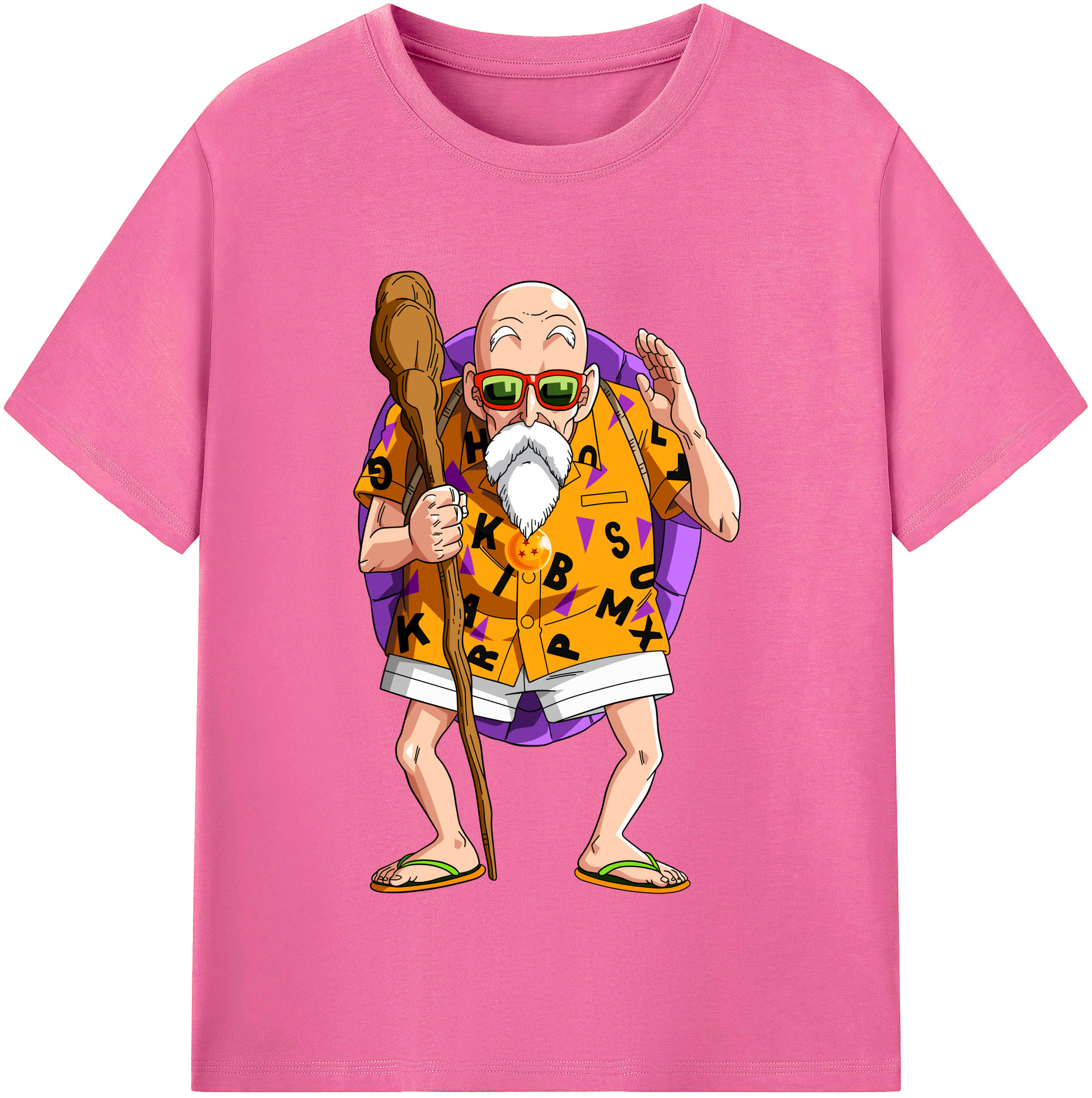 （画像用） ドラゴンボール 亀仙人（かめせんにん） DRAGON BALL Master Roshi Kame Sennin レディースカジュアルプリントTシャツ（綿100％）